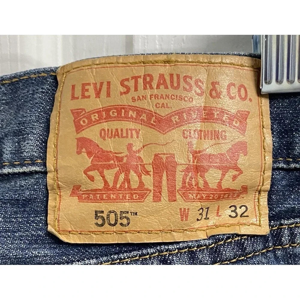 Levi's 505 Regular Fit Men's Straight Leg Blue Denim Stretch Jeans Zip Fly 31x32